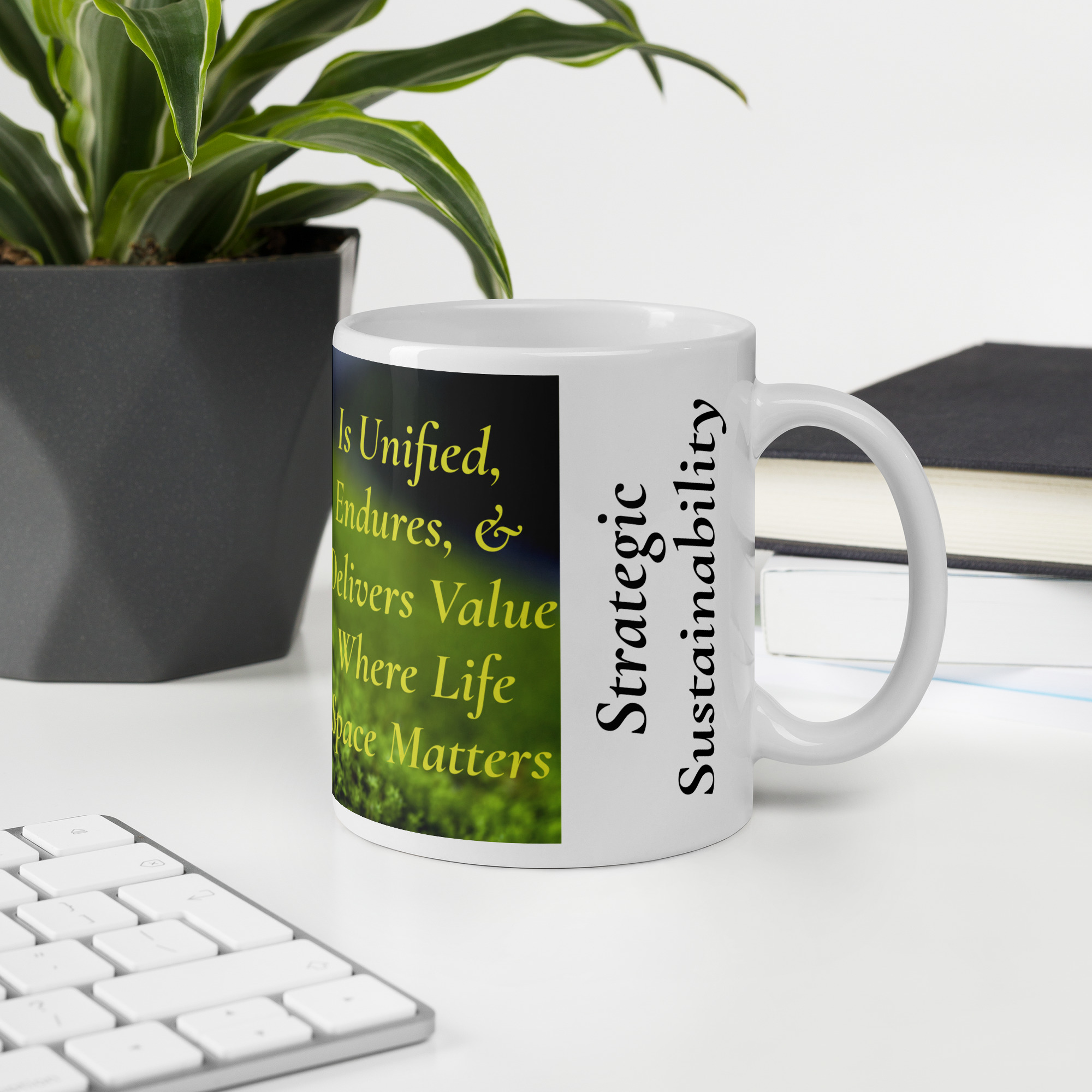 Strategic Sustainbability White glossy mug